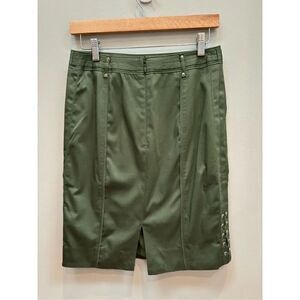 White House Black Market 2 Amy green utility style cotton blend pencil skirt w-z